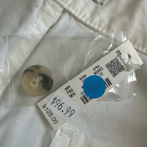 Madewell The Barrel-Leg Utility Pant in Garment-Dyed Twill Size 10 White - Picture 8 of 9